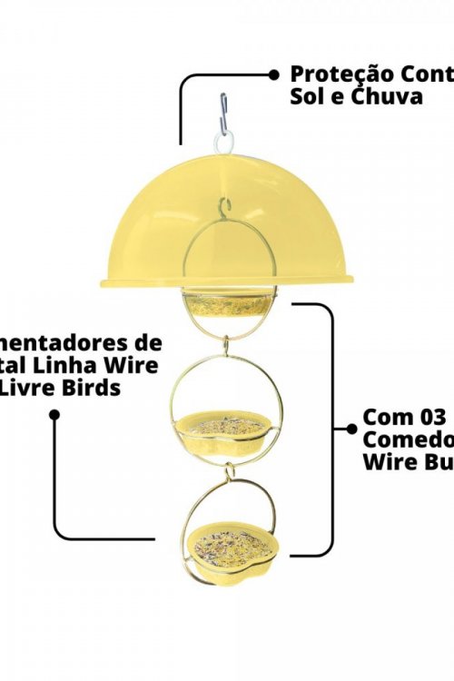 Alimentador Livre Birds Wire Domo Bubbles LC1510 - Amarelo