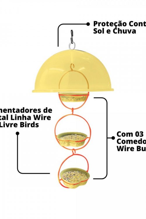 Alimentador Livre Birds Wire Domo Bubbles LC1510 - Amarelo