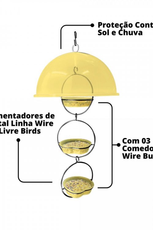 Alimentador Livre Birds Wire Domo Bubbles LC1510 - Amarelo