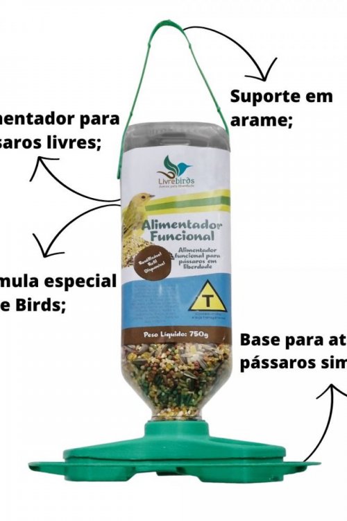 Alimentador Funcional Livre Birds Com Sementes