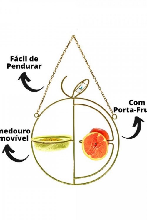 Alimentador Livre Birds Wire Fruit Bandeja Amarela LC137